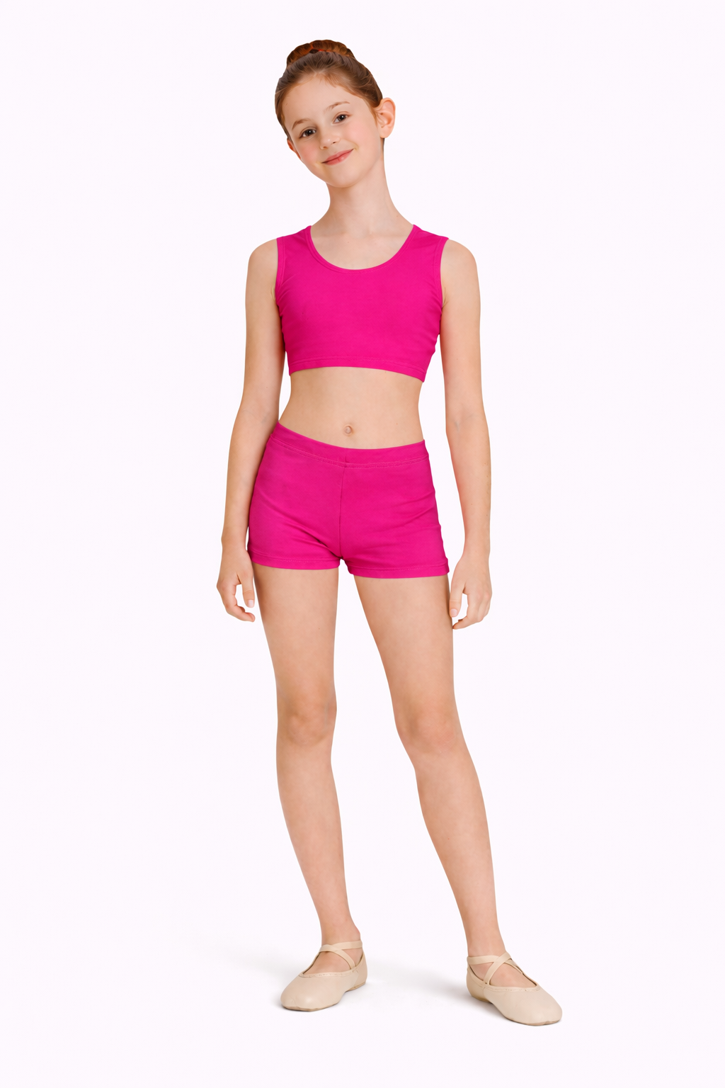 TOP DANZA LYCRA CORTO CON SPALLINE SPESSE FUCSIA BAMBINA